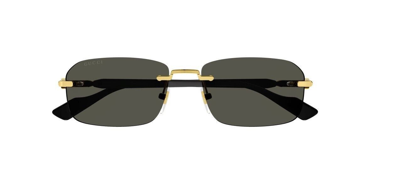 Gucci GG1221S 001 Gold-Black/Grey Rectangular Narrow Rimless Men's Sunglasses