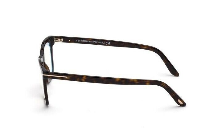 Tom Ford FT5736B 052 Shiny Dark Havana Blue Block Square Men's Eyeglasses