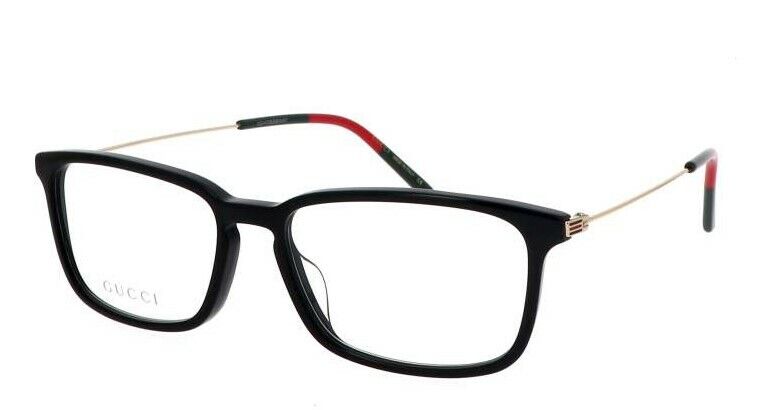 Gucci GG 1056OA-001 Black/Gold Metal Rectangle Unisex Eyeglasses