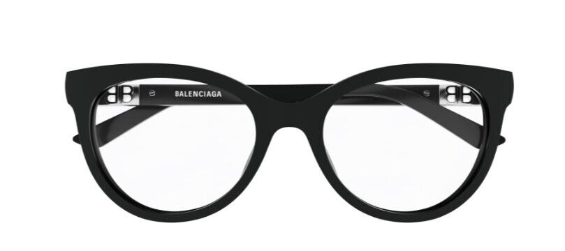 Balenciaga BB0185O 001 Black/Black Round Full-Rim Women's Eyeglasses