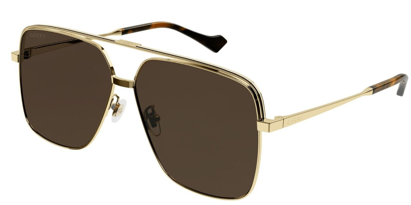 Gucci GG1099SA 003 Gold/Brown Oversized Teardrop Men's Sunglasses