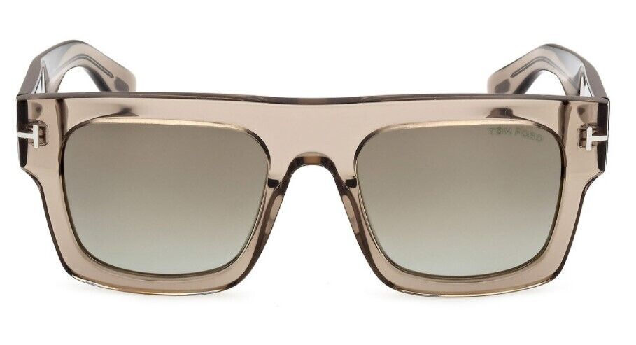 Tom Ford FT0711 Fausto 47Q Shiny Transparent Oyster/Brown Gradient Sunglasses