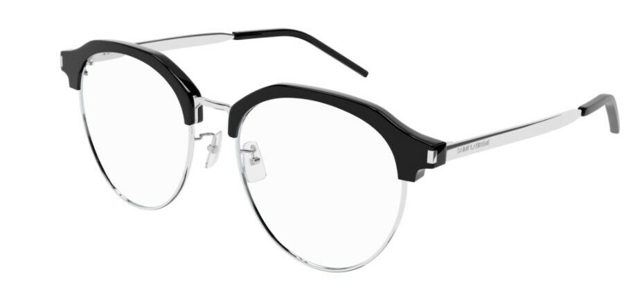 Saint Laurent SL512F 001 Silver/Black Round Oversized Unisex Eyeglasses