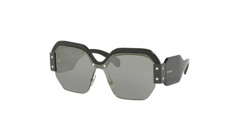 Miu Miu 0MU 09SS 1AB4S1 Black/Gray Silver Mirror Sunglasses