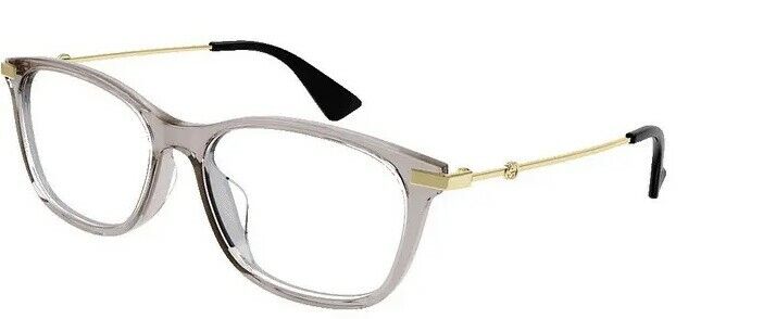 Gucci GG 1061OA-002 Transparent Gray/Gold Metal Rectangle Unisex Eyeglasses