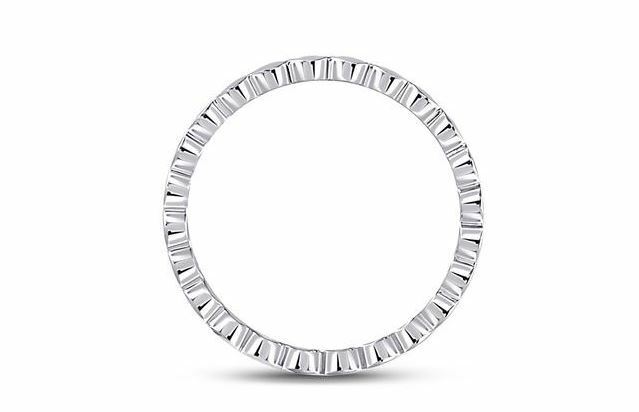 14kt White Gold Diamond Rounded Edge Womens Band Ring 1/5 Cttw