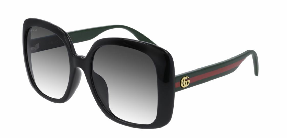 Gucci Women  GG 0714SA 001 Black Green/Gray Gradient Square Sunglasses