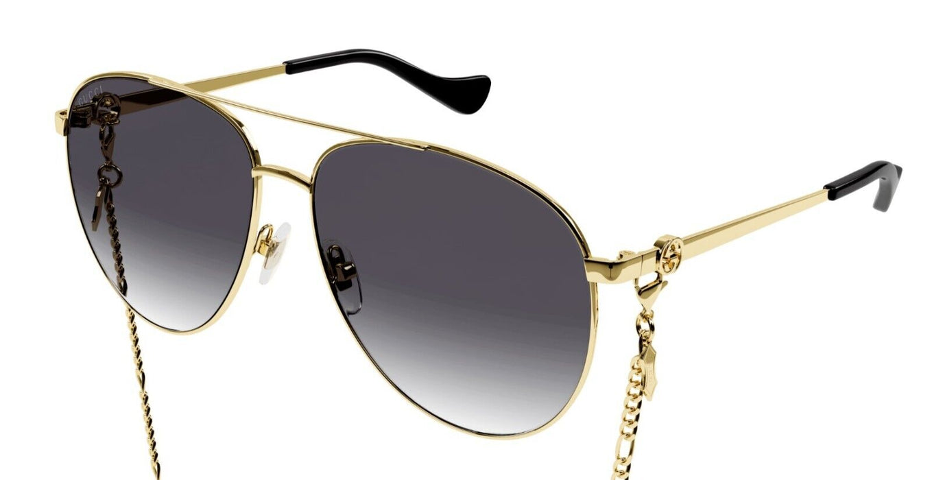 Gucci GG1088S 001 Gold/Grey Gradient Oversized Teardrop Women's Sunglasses