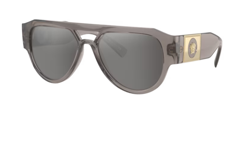 Versace 0VE4401 53416G Transparent grey/Light grey mirror Round Men's Sunglasses