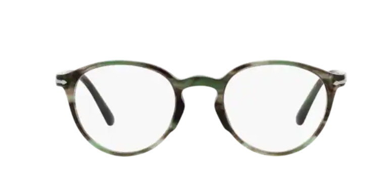 Persol 0PO3218V 1156 Striped Green Havana/ Silver Unisex Eyeglasses