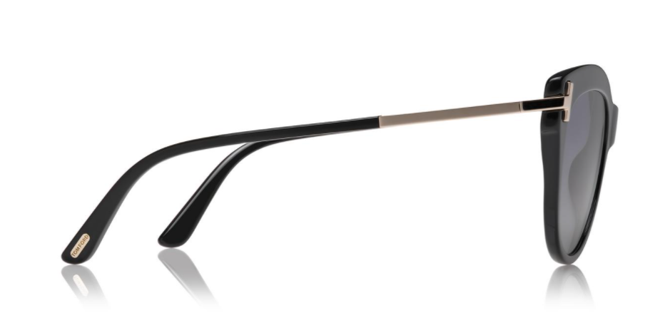 Tom Ford FT 0821 Kira 01D Shiny Black/Gray Polarized Women Sunglasses