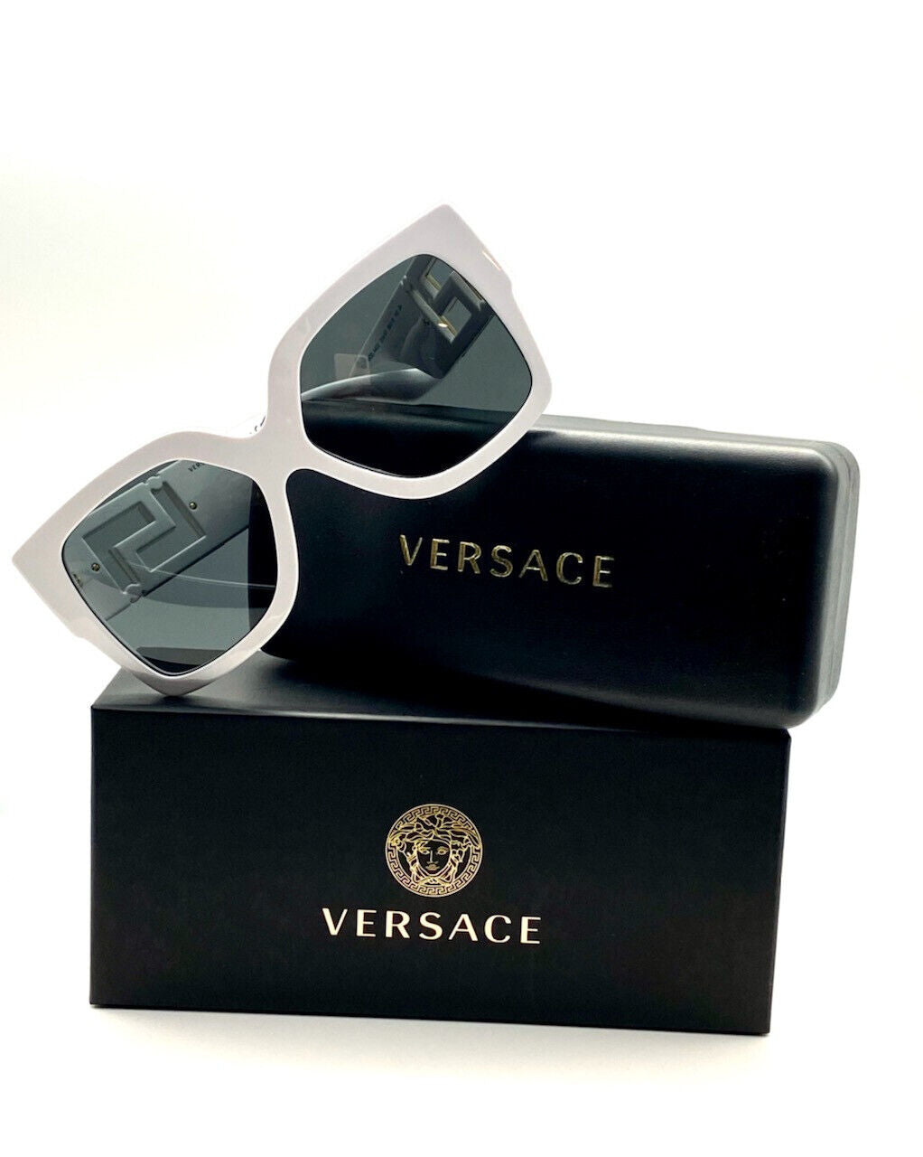 Versace VE4402 314/87 White/Dark Gray Full-Rim Square Women's Sunglasses