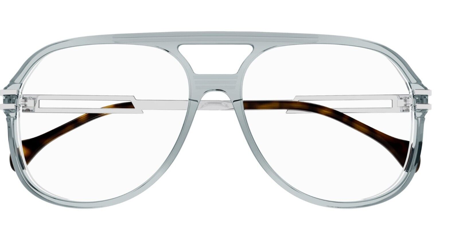 Gucci GG1106O 003 Transparent Grey-Silver Men's Eyeglasses