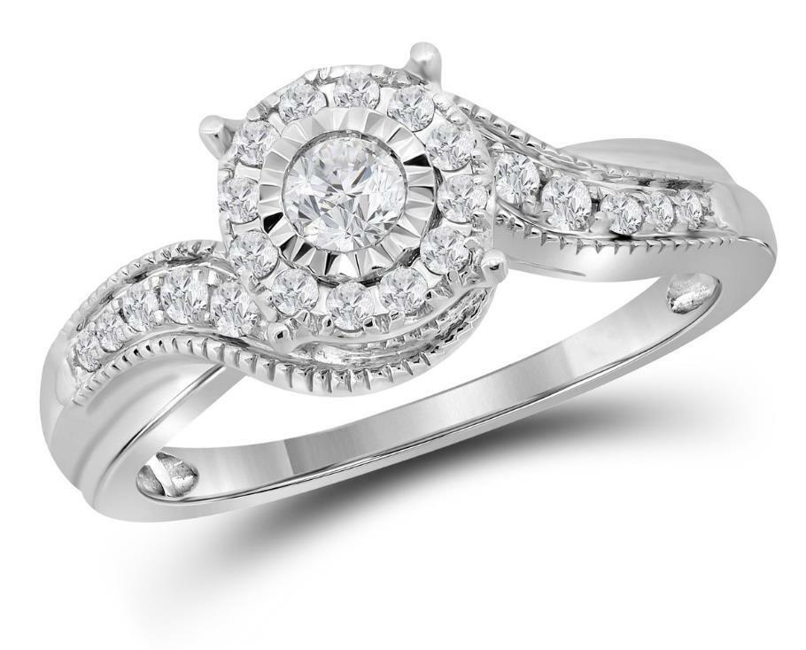 14kt White Gold Diamond Women Solitaire Bridal Wedding Engagement Ring 1/3 Cttw