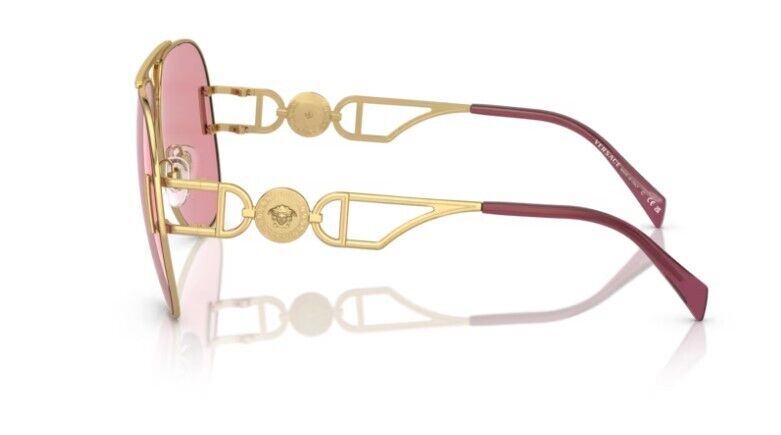 Versace 0VE2255 1002A4 - Gold / Pink Mirror Wide Men's Sunglasses