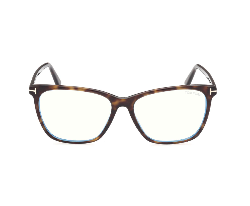 Tom Ford FT 5762-B 052 Shiny Classic Dark Havana Blue Light Blocking Eyeglasses