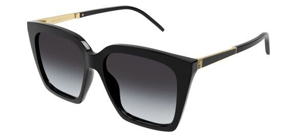 Saint Laurent SL M100 002 Black-Gold/Gradient Grey Oversized Women's Sunglasses