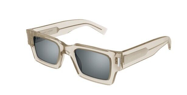 Saint Laurent SL 572 003 Beige/Silver Mirrored Square Unisex Sunglasses