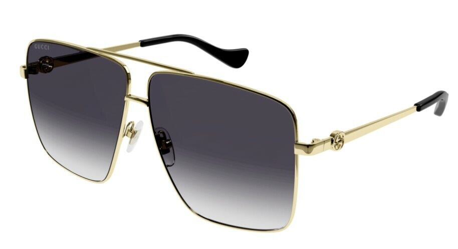 Gucci GG 1087S-001 Gradient Gold/Gray Metal Oversized Caravan Women Sunglasses