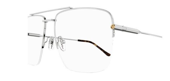 Gucci GG1415O 002 Silver Soft Square Women Eyeglasses
