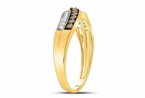 10kt Yellow Gold Brown Diamond Womens Band Ring 1/4 Cttw