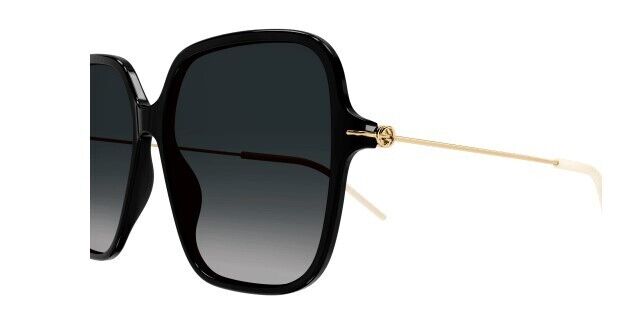 Gucci GG1267S 001 Black-Gold/Grey Gradient Oversized Square Women's Sunglasses