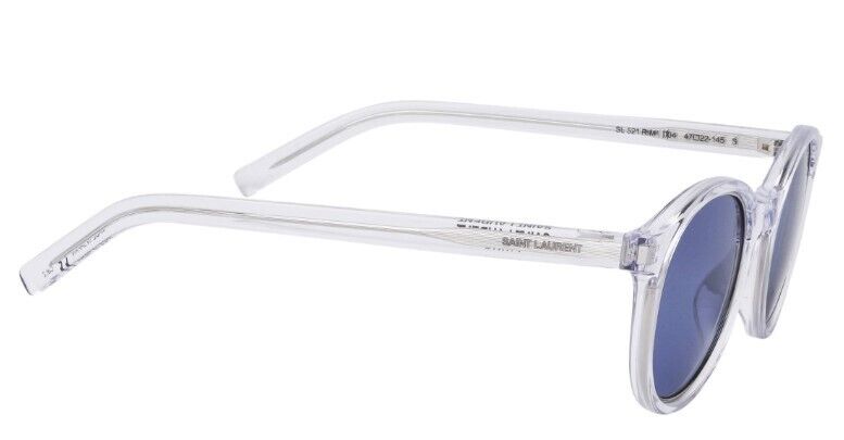 Saint Laurent SL 521 RIM 004 Crystal/Blue Round Full-Rim Unisex Sunglasses