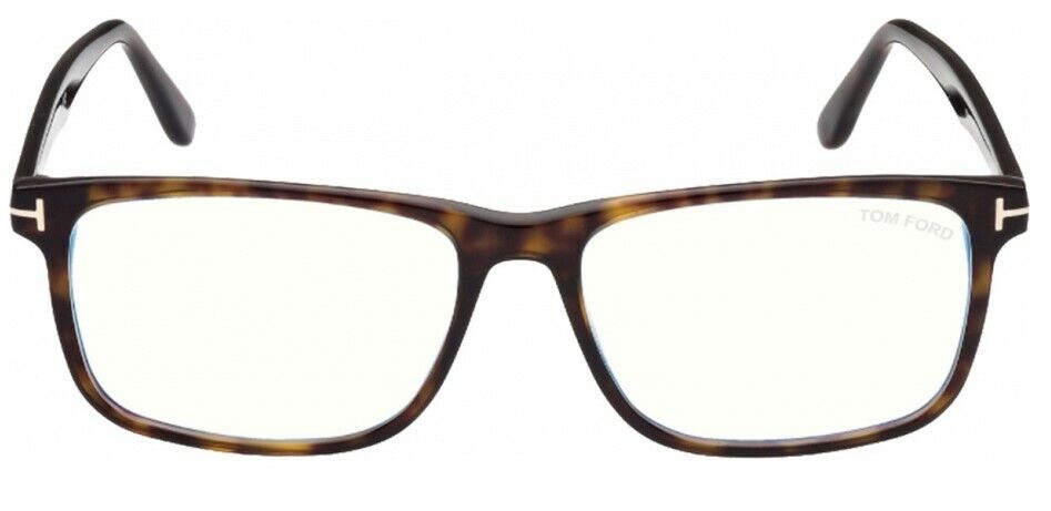 Tom Ford FT5752B 052 Shiny Classic Dark Havana Blue Block Square Eyeglasses