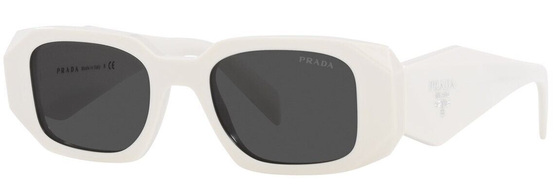Prada 0PR17W 1425S0 Ivory/Dark Grey Rectangular Women's Sunglasses