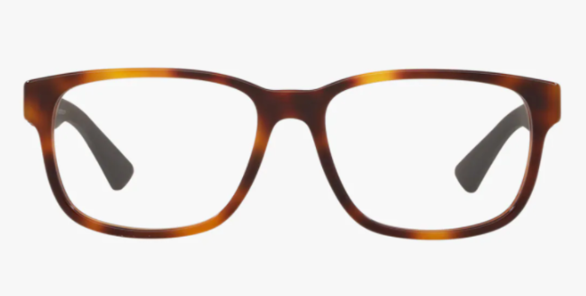 Gucci GG 0011O 009 Havana/Black Transparent Rectangular Unisex Eyeglasses