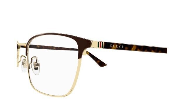 Gucci GG1124OA 002 Brown Gold-Havana Rectangular Men's Eyeglasses