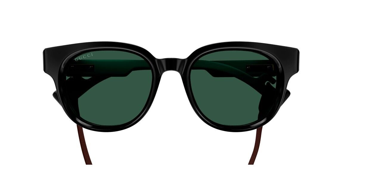 Gucci GG1237S 001 Black/Green Soft Square Men's Sunglasses with Gucci Lanyard