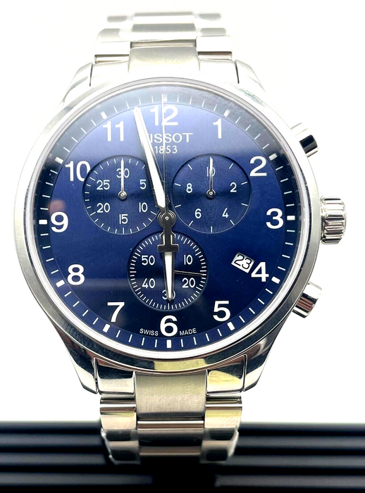 Tissot Chrono XL Classic Blue Dial Grey Strap sporty and elegant chronograph Men's Watch T1166171104701