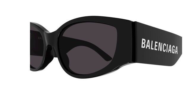 Balenciaga BB0258S 001 Black/Grey Oval Women's Sunglasses