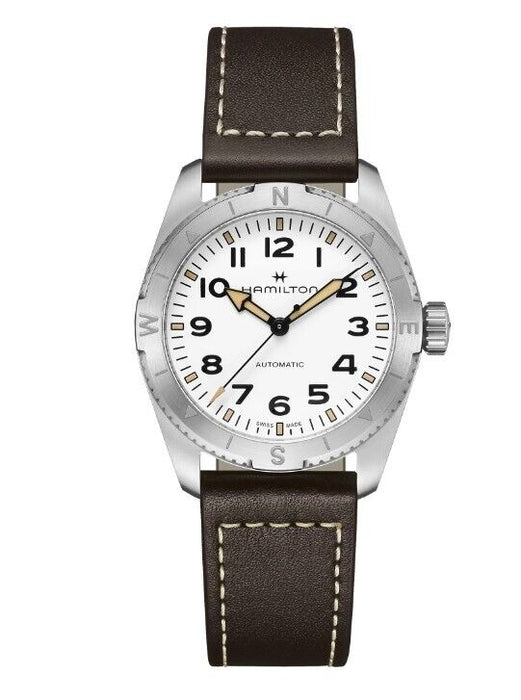 Hamilton Khaki Field Automatic White Dial Leather  Round Men's Watch H70225510