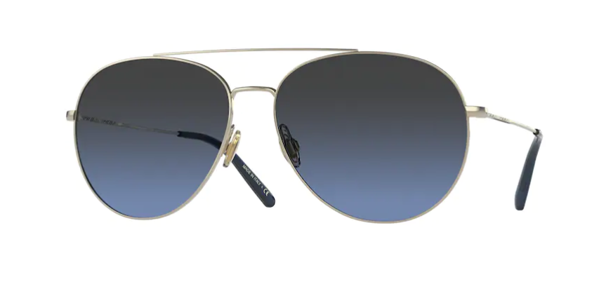 Oliver Peoples 0OV 1286S AIRDALE Soft Gold/Azure Polarized Sunglasses