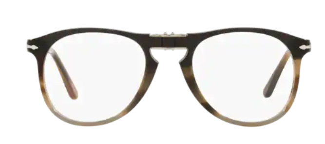 Persol 0PO9714VM 1135 Black/Striped/Brown/Grey// Silver Pilot Men's Eyeglasses