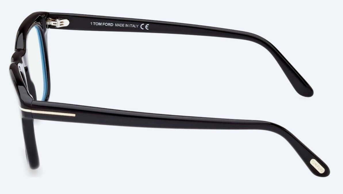 Tom Ford FT5870-B 001 Shiny Black/Blue Block Square Men's Eyeglasses