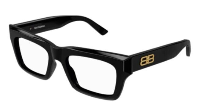 Balenciaga BB0240O-001 Black Rectangle Unisex Eyeglasses