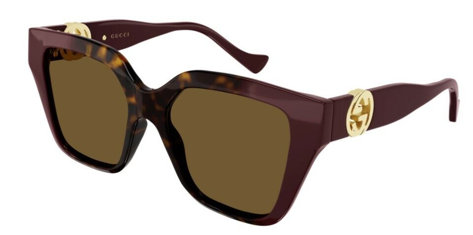 Gucci GG 1023S-009 Havana Burgundy/Brown Cat-Eye Women Sunglasses