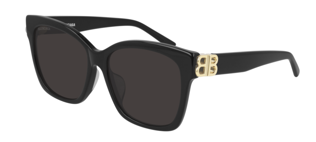 Balenciaga BB0102SA 001 Black Gold/Gray Square Women's Sunglasses