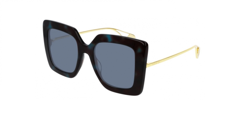 Gucci GG 0435S 004 Blue Havana Gold/Blue Cat-Eye Women's Sunglasses