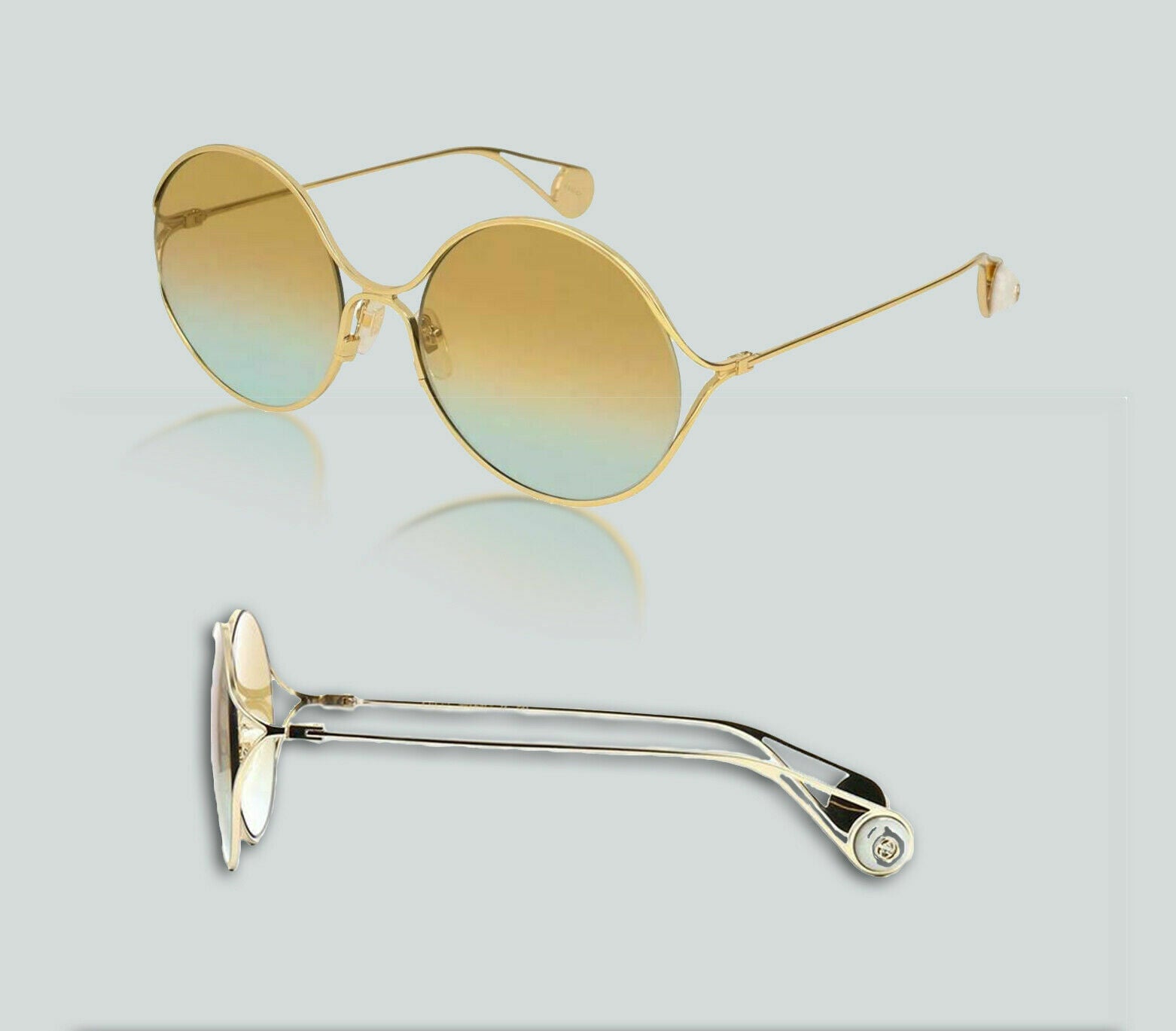 Gucci GG 0253S 005 Gold/Gold Blue Gradient Sunglasses