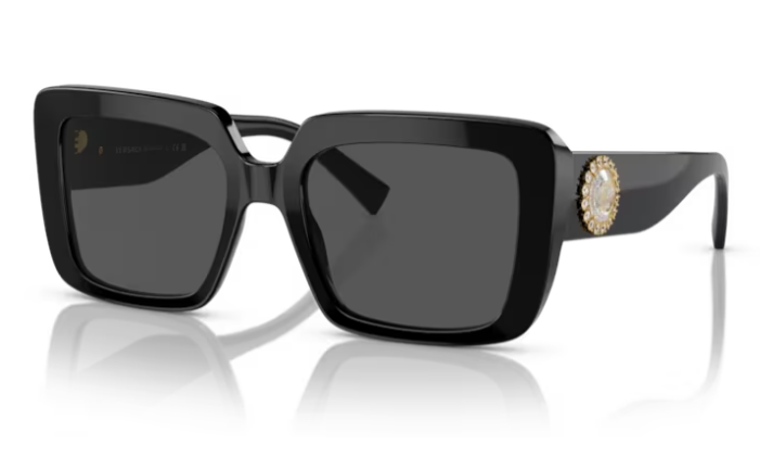 Versace 0VE4384B GB1/87 Black/Dark Grey Square Women's Sunglasses