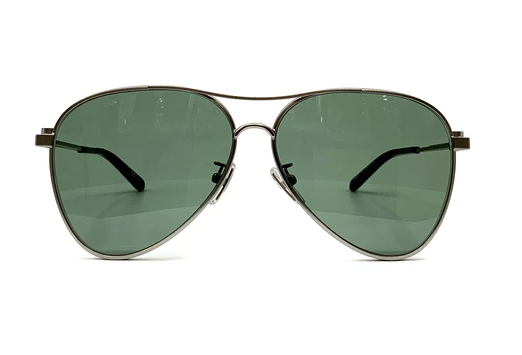 Balenciaga BB0167S 002 Matte metal Ruthenium Green Unisex Sunglasses