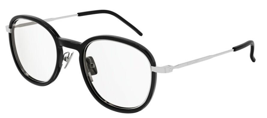 Saint Laurent SL 436 OPT-001 Black/Silver Plastic/Metal Round Unisex Eyeglasses