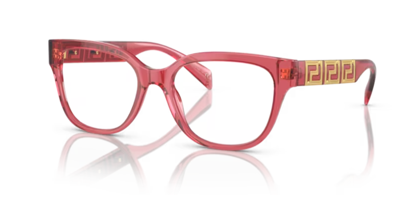 Versace 0VE3338 5409 Transparent red Soft Square Eye Women's Eyeglasses