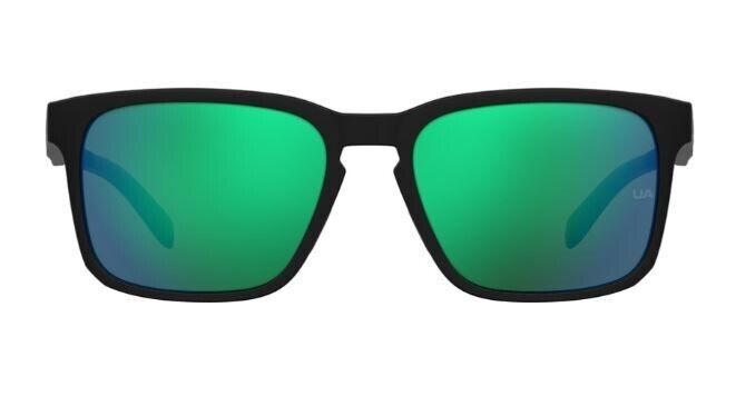 Under Armour UA Assist 2 0807/Z9 Black/Green Mirrored Rectangle Men's Sunglasses