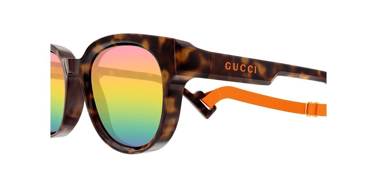 Gucci GG1237S 003 Havana/Pink Soft Square Men's Sunglasses with Gucci Lanyard