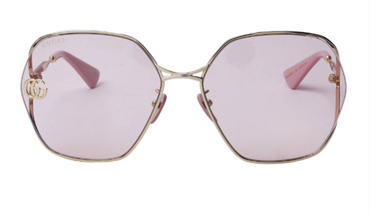 Gucci GG0818SA 003 Gold/Pink Square Women's Sunglasses
